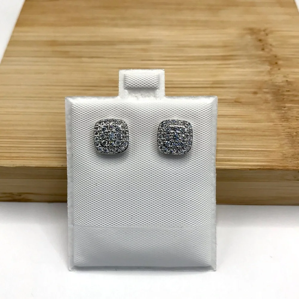 925 Sterling Silver 0.90CT MOISSANITE Square Stud Push Back Earrings